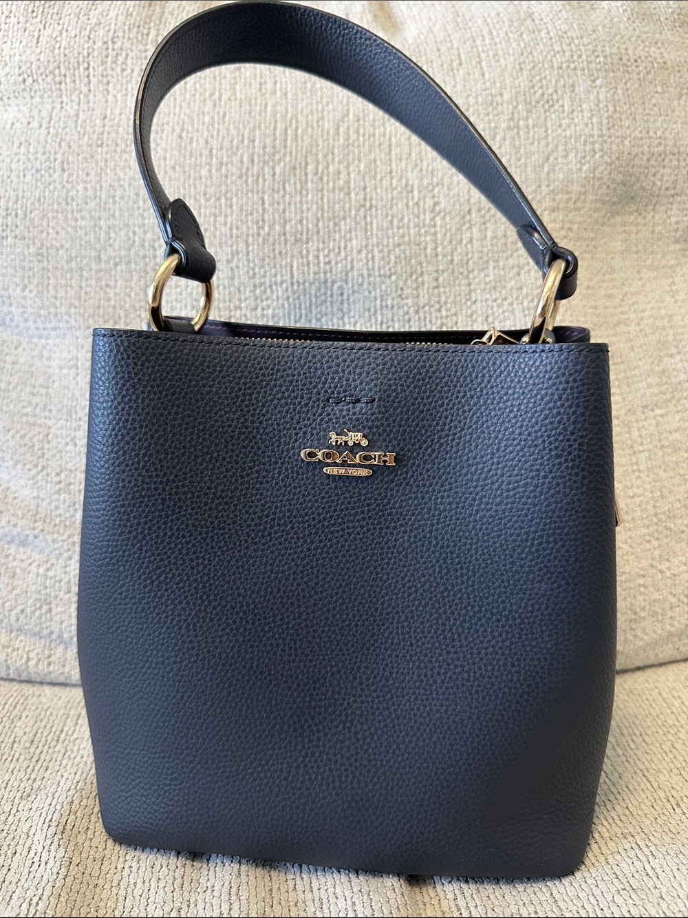 Coach Pebbled Leather Shoulder Bag with Gold Hardware